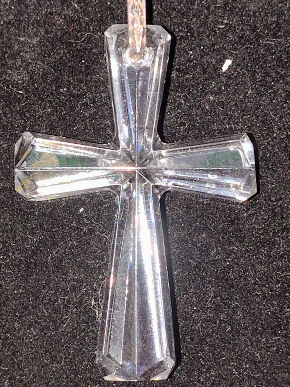 Vintage Waterford Crystal Cross Pendant – Sterling Bail – Original Box & Pouch - Picture 5 of 8